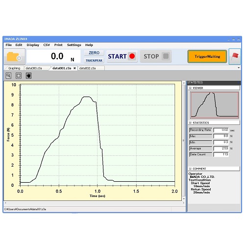 Force-Time (Torque-Time) Graphing Software ZLINK4